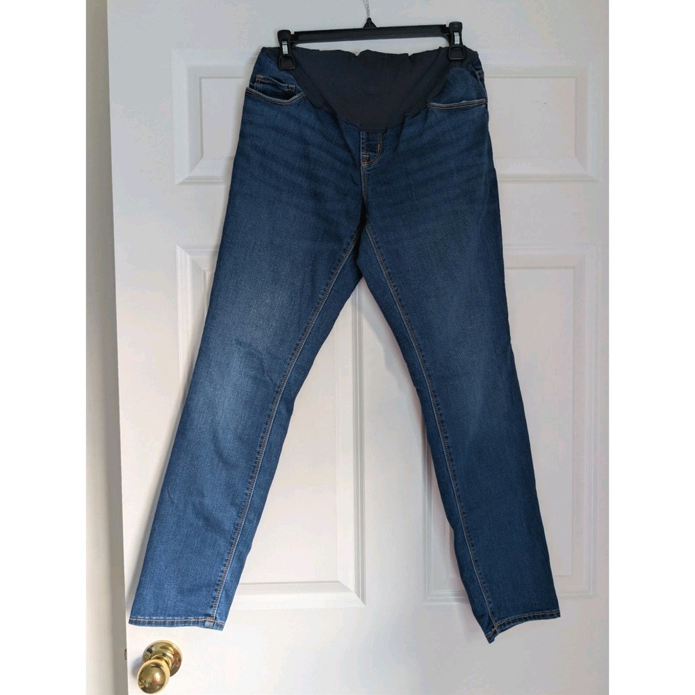Old Navy Maternity Full Belly Panel Straight Medium Wash Blue Stretchy Jeans Sz6
